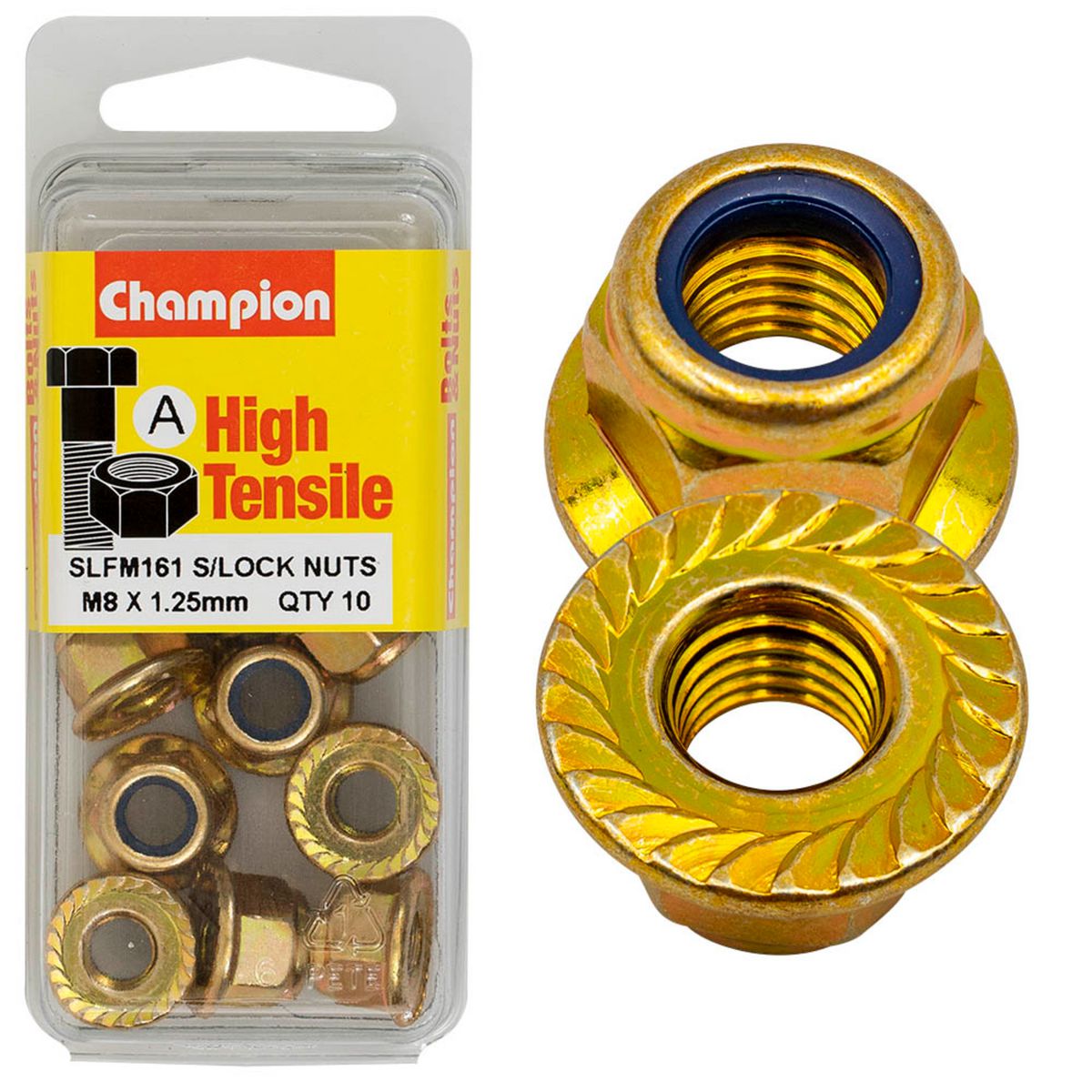 Champion Fasteners Hex Flange - Self-Locking Nuts - Nylon Insert - M8 X 1.25mm SLFM161