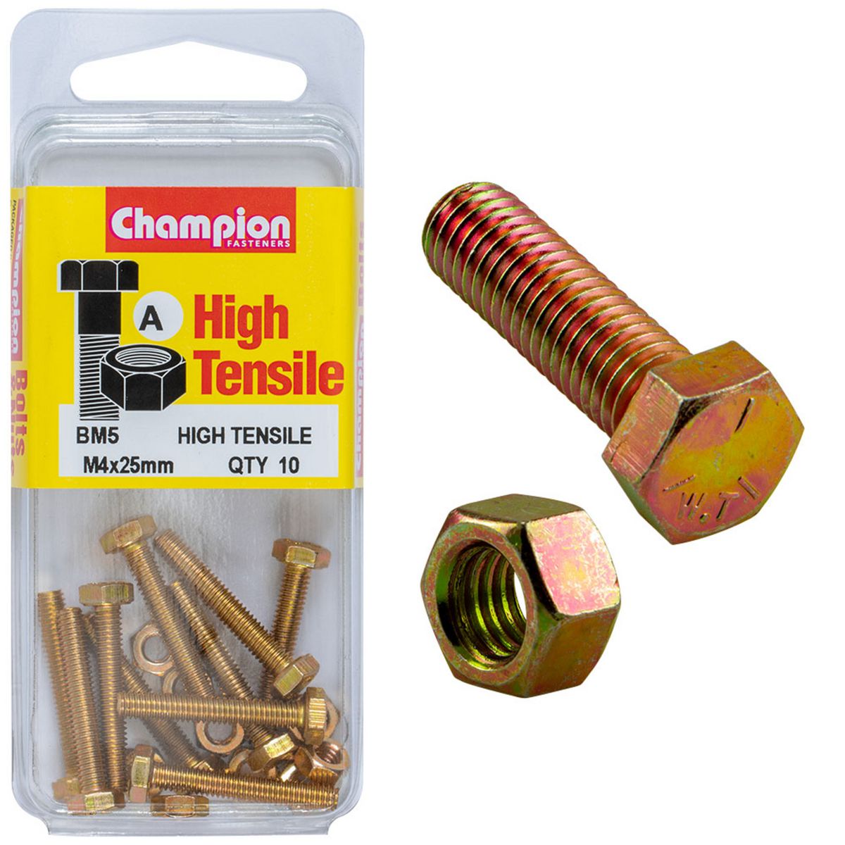 Champion Fasteners Hex Set Screw High Tensile M4X25Mm Grade 8.8 BM5