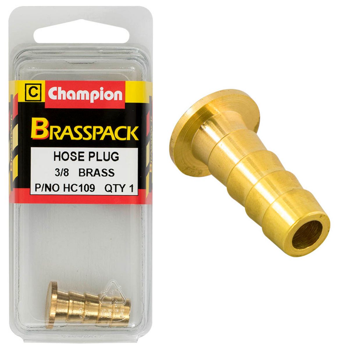 Champion Fasteners Hose Plugs - Barbed - Brass - 3/8in HC109
