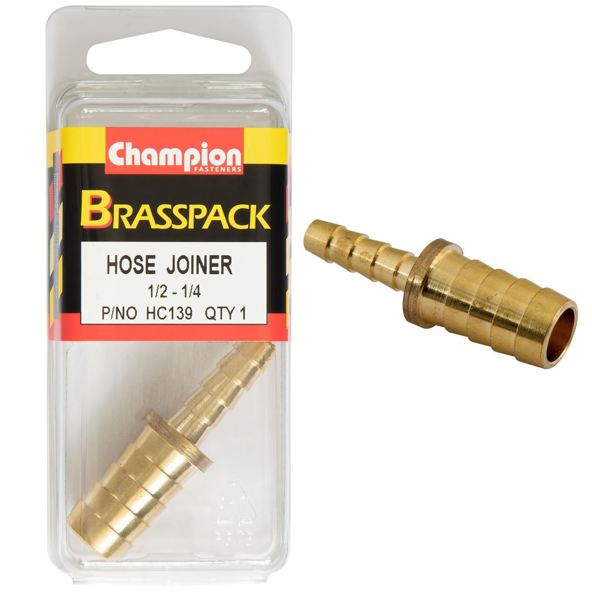 Champion Fasteners 1/2 X 1/4 Brass Hose Joiner Reducer HC139