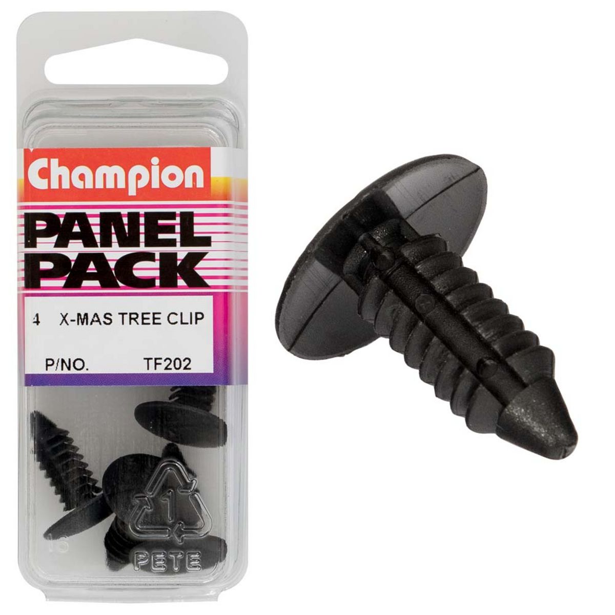 Champion Fasteners Xmas Tree Clips-Col:Black-Len:20mm-Stem Dia: 8mm-Head:17.5mm TF202