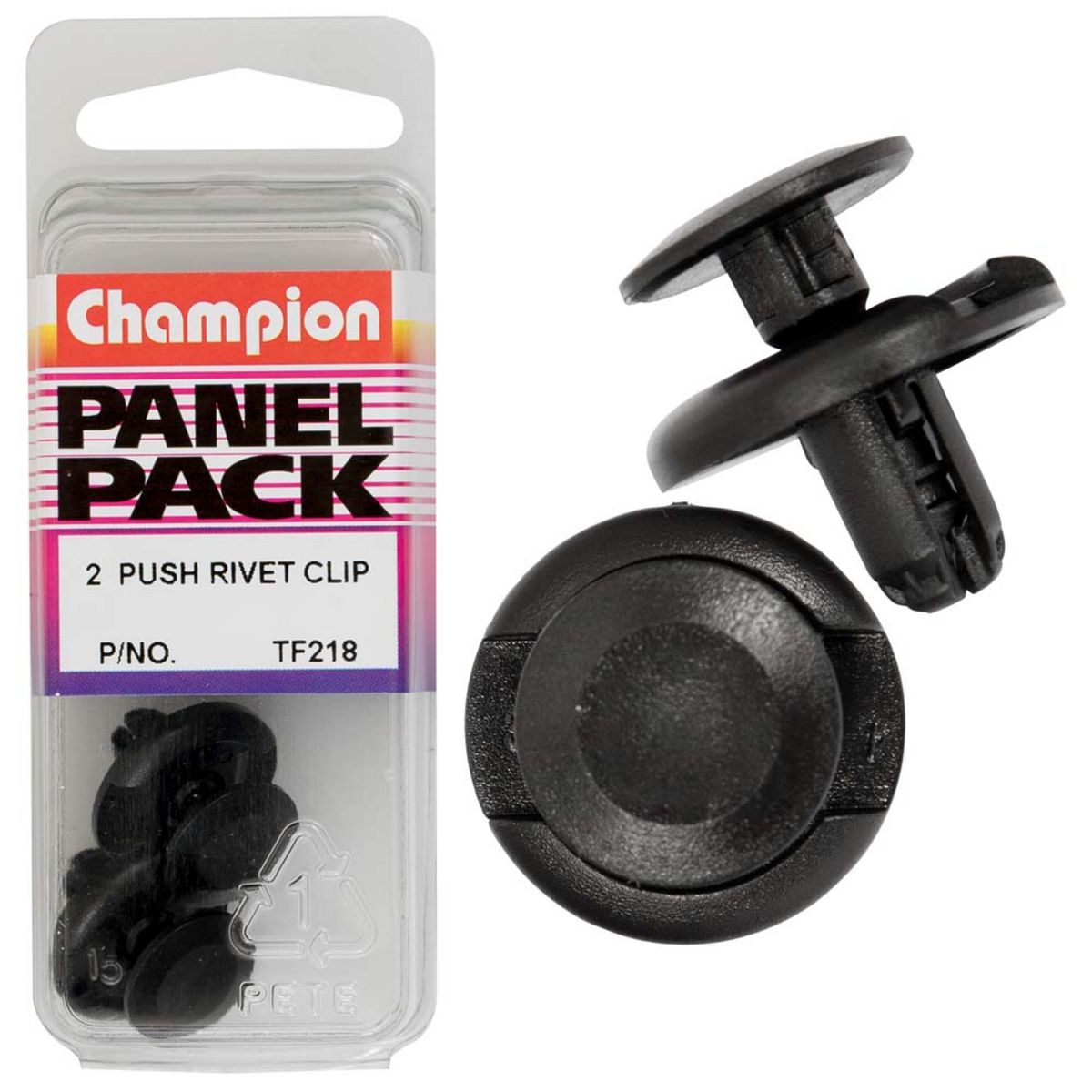 Champion Fasteners Push Rivets-Col: Black-Len: 10mm-Hole: 7mm-Head: 20mm TF218