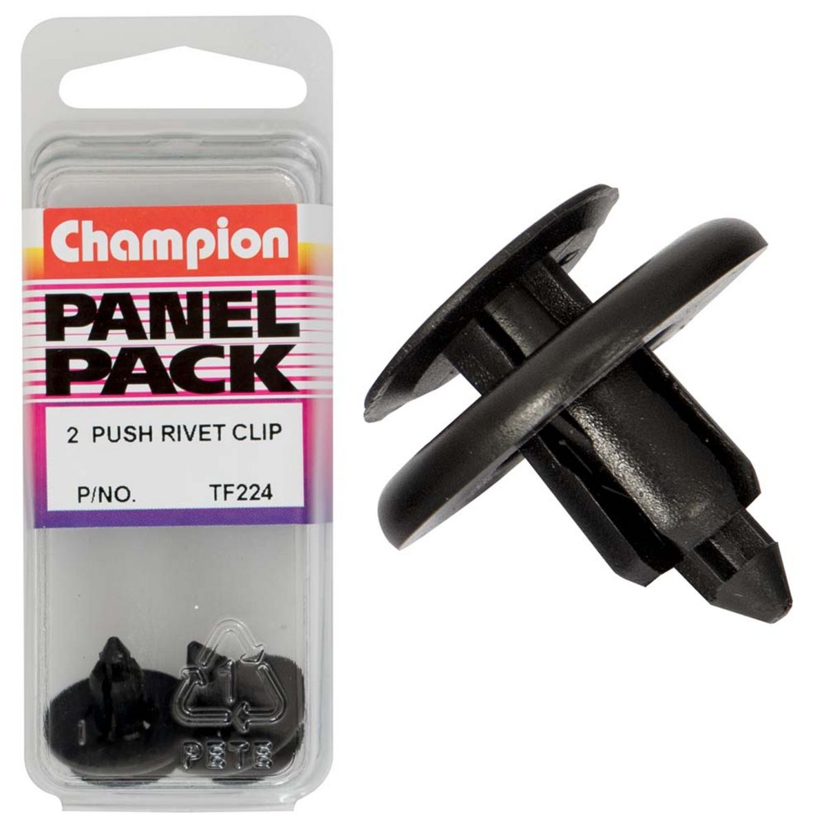 Champion Fasteners Push Rivets-Col: Black-Len: 8mm-Hole: 7mm-Head: 120mm TF224