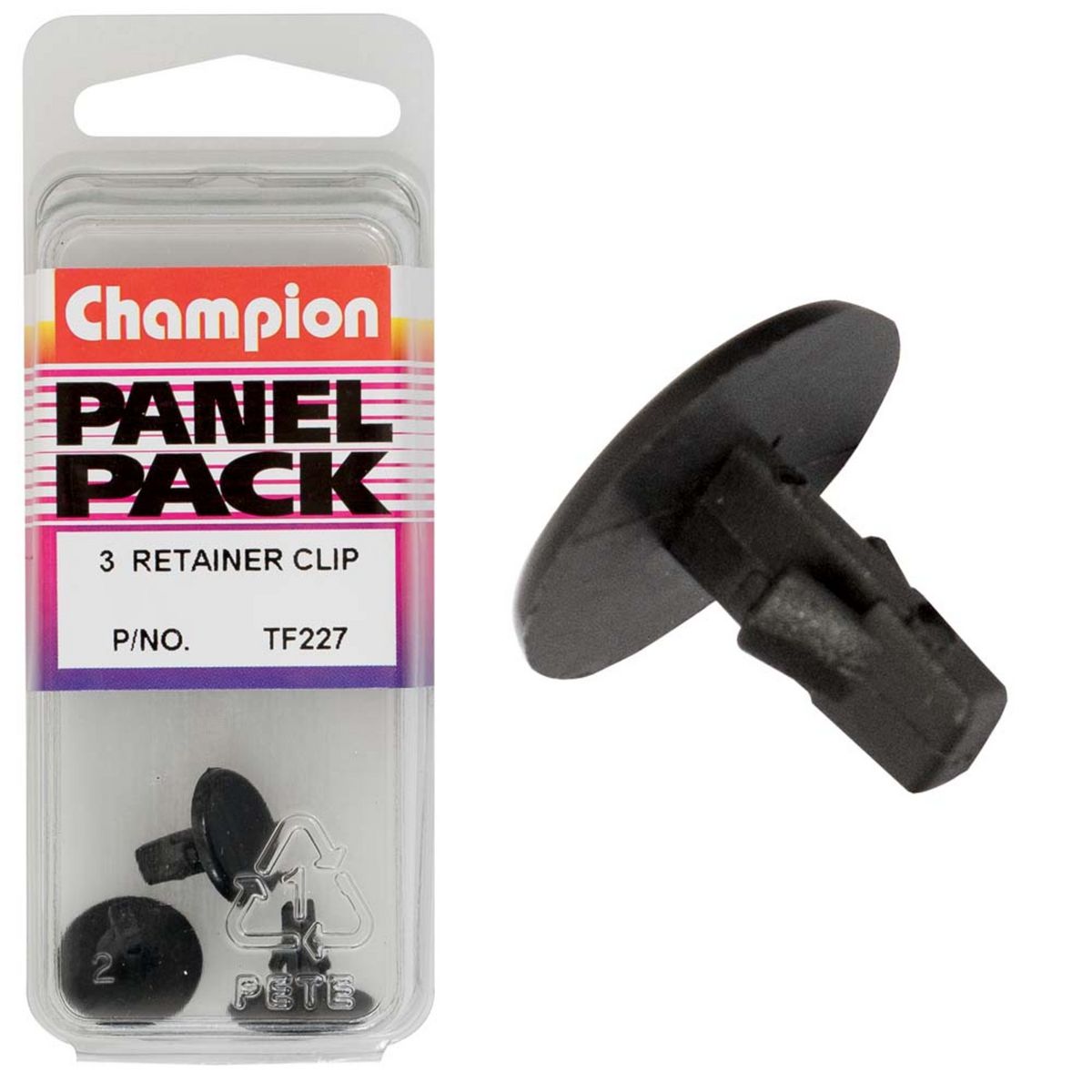Champion Fasteners Retainer Clips-Col: Black-Len: 10mm-Stem Dia: 6.5mm-Head: 14mm TF227
