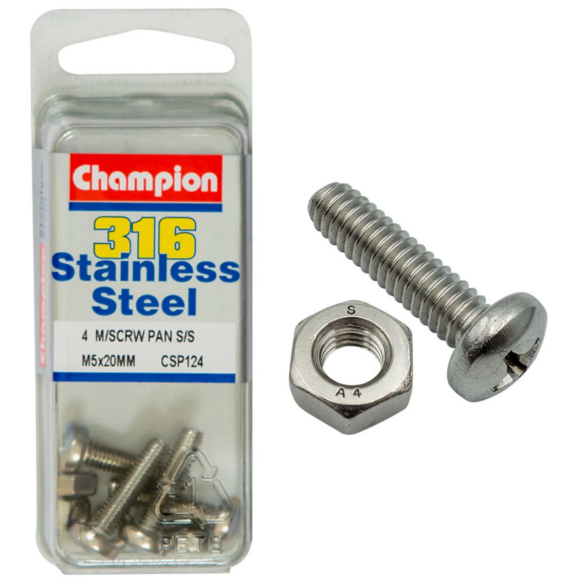 Champion Fasteners Machine Screws Pan Phillips Stainless Steel M5 X 20Mm 316/A4 CSP124