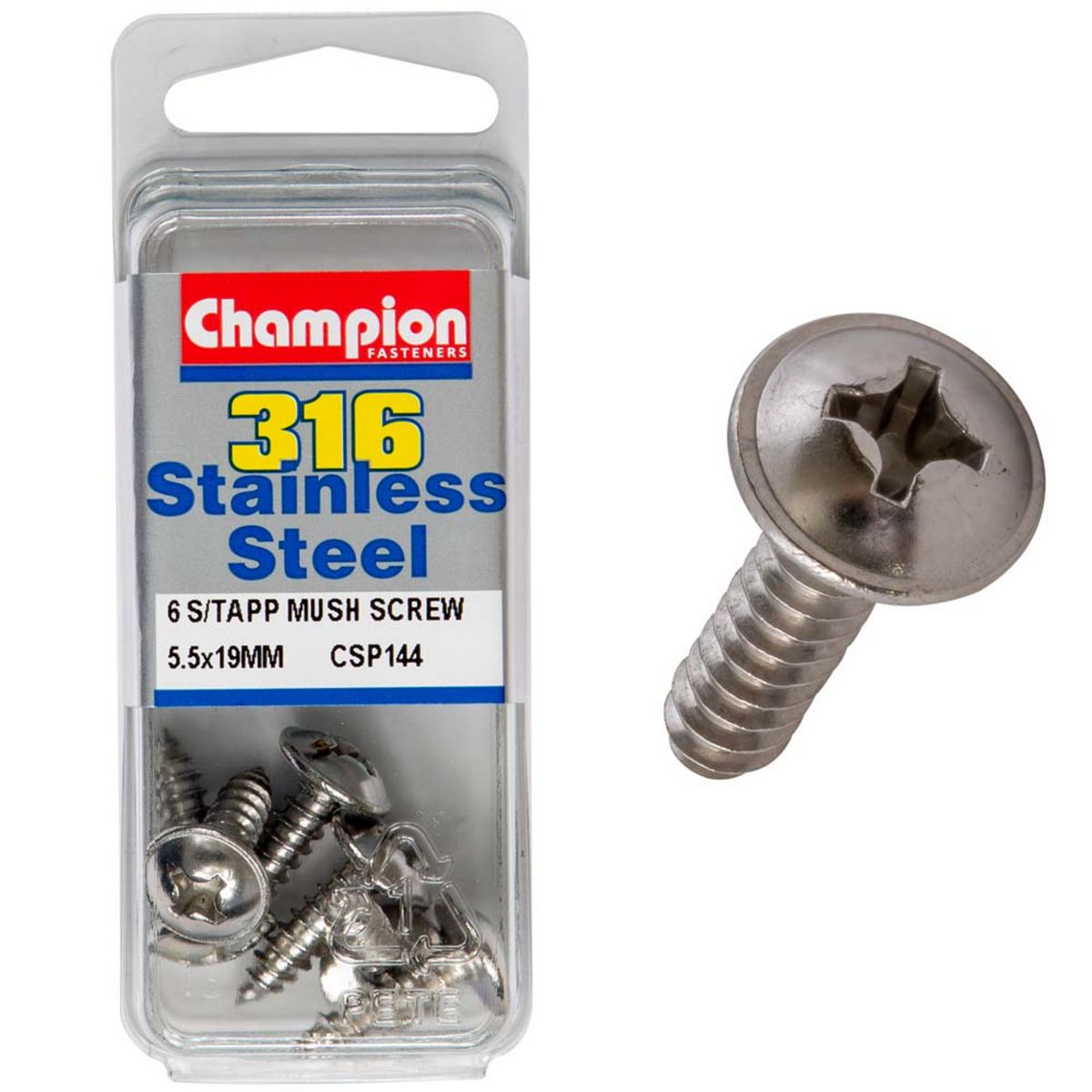 Champion Fasteners 5.5mm X 19mm Mushroom Head Self-Tapping Screws CSP144
