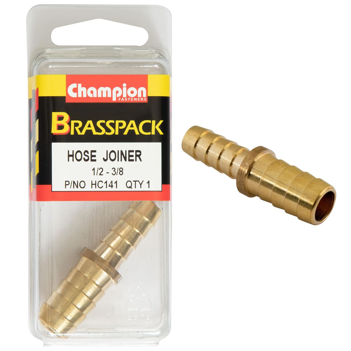 Champion Fasteners 1/2 X 3/8 Brass Hose Joiner Reducer HC141