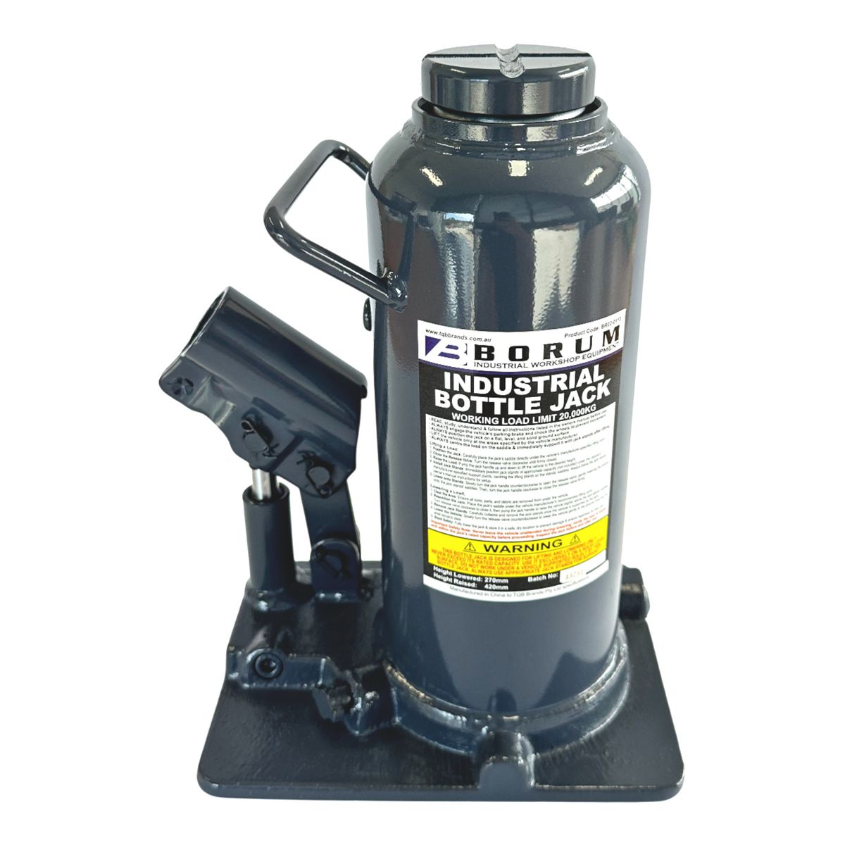 Borum Bottle Jack - 20,000kg 270-420mm Height BR02-0110