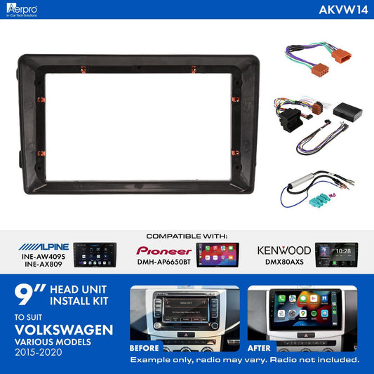 Aerpro 9 Inch Install Kit To Suit Volkswagen Various 2015-2020 [Compatible With Pioneer, Kenwood & Alpine 9 Inch Head Units] AKVW14