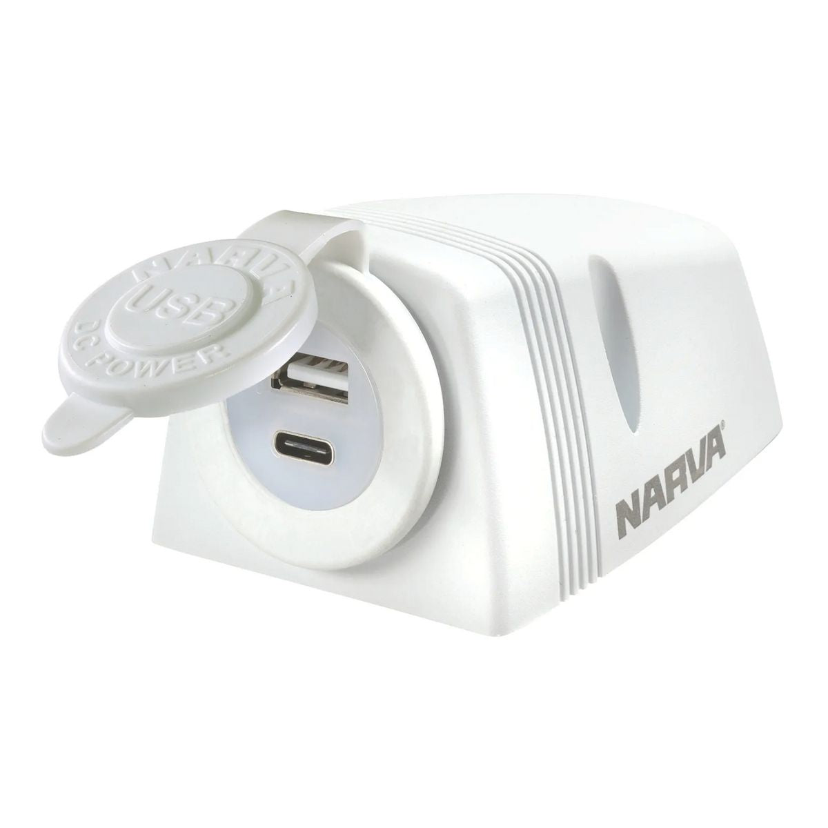 Narva Dual USB/USB-C Socket White 81156WBL
