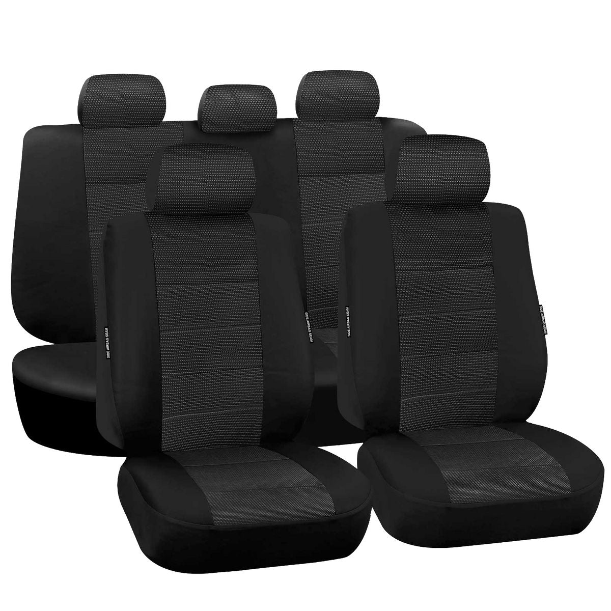 True Fit Tailored Fit Front & Rear Car Seat Covers Polyester, Black - Set TFDMITTRIMVDC
