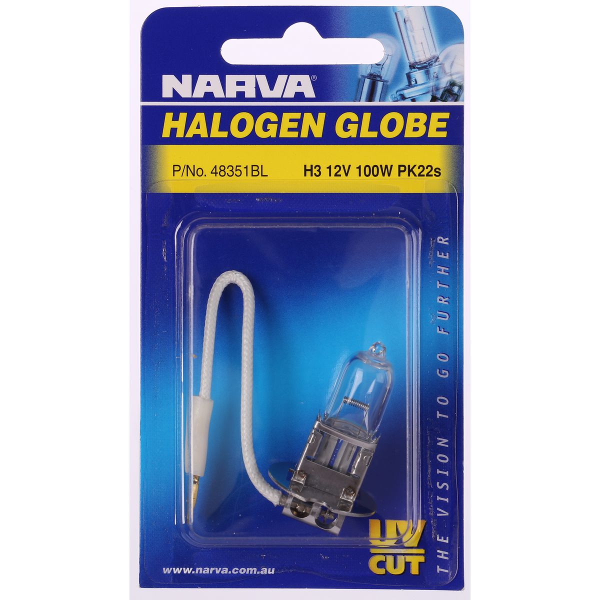 Narva Halogen Headlight Globe H3 PK22S 12V 100W Blister 48351BL