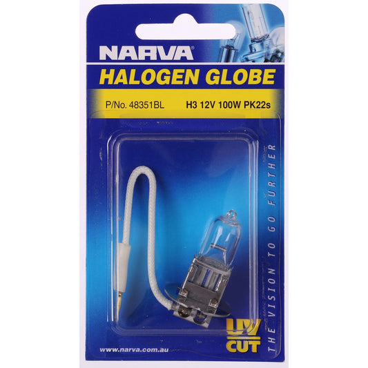 Narva Halogen Headlight Globe H3 PK22S 12V 100W Blister 48351BL