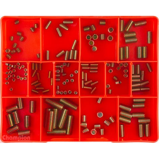 Champion Grub Screw BSW & Metric Assortment Pack Imperial/Metric 14 Sizes 164Pk CA1416