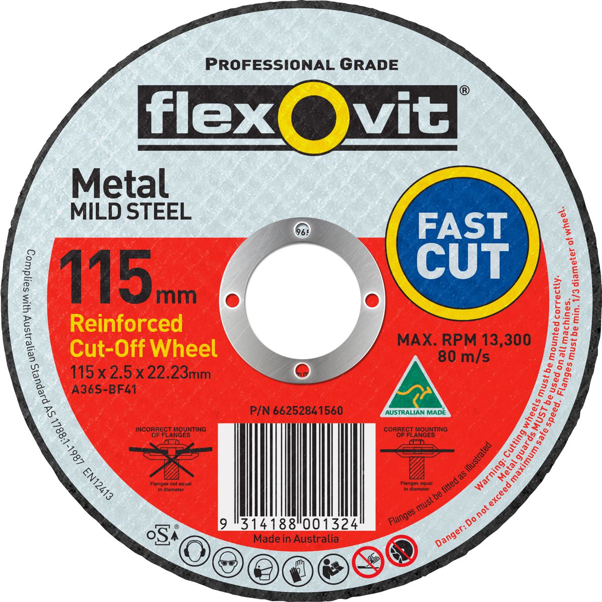 Flexovit Reinforced Cut-Off Wheel 115mm 66252841560
