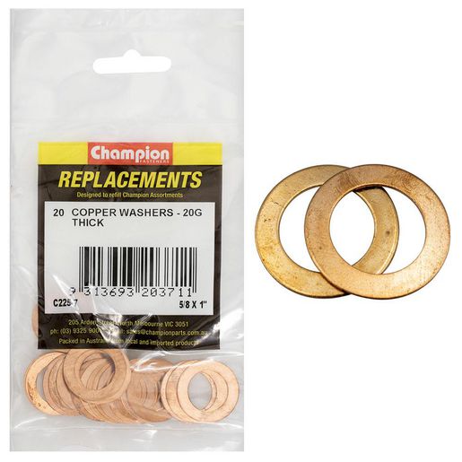 Champion Fasteners Washer Flat Copper 5/8in x 1in x 20G refill Pack C225-7