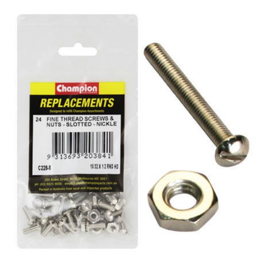 Champion Hex Nut & Screw Set 10/32″ x 1/2″ 48Pk C228-8
