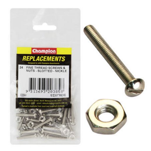 Champion Fasteners Hex Plain Nuts Fine Thread 6/40in Nickle Plated C228-12