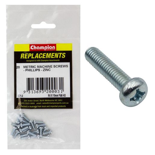 Champion Screw Self Tapp Panhead Phillips M4 x 10mm 20Pk C21-4