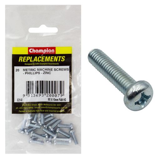 Champion Screw Self Tapp Panhead Phillips M5 x 16mm 20Pk C21-8