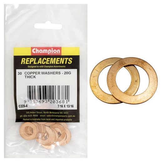 Champion Fasteners Washer Flat Copper 7/16in x 13/16in x 20G Refill Pack C225-4