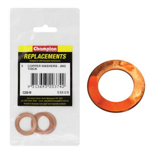 Champion Flat Copper Washer 13/16″ x 1-3/16″ x 20G 5Pk C225-10