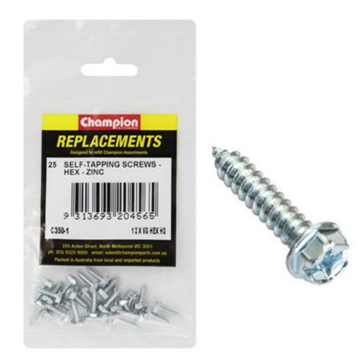 Champion Fasteners Self Tapper Screw Hex Combo 3.5 x 13mm Zinc Plated C350-1