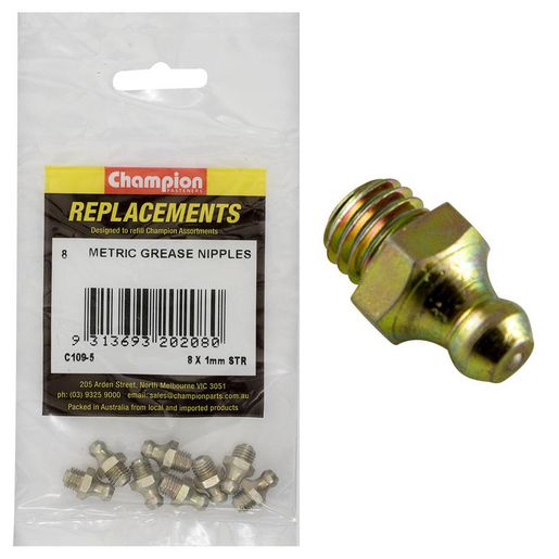Champion Fasteners Grease Nipple M8 X 1.00mm Straight Refill Pack C109-5