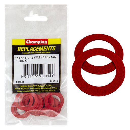 Champion Fasteners Washer Flat Fibre 3/4in x 1 1/8in x 1/32in Red C825-11