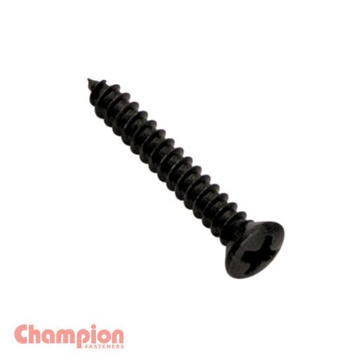 Champion Black Screw Self Tapp Panhead Phillips 4.2 x 38mm 20Pk C1200-8