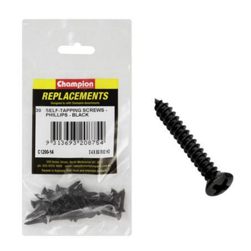 Champion Fasteners Self Tapp 4.2 X 19mm Black Screws C1200-14