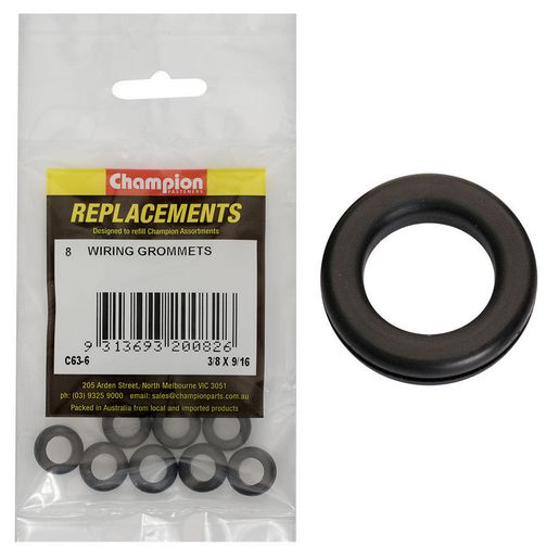 Champion Fasteners Grommet Wiring Nitrile Rubber M10 X 14 X 17mm Refill Pack C63-6