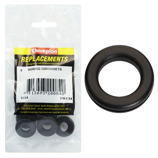 Champion Fasteners Grommet Wiring Nitrile Rubber M11 X 19 X 25mm Refill Pack C63-8