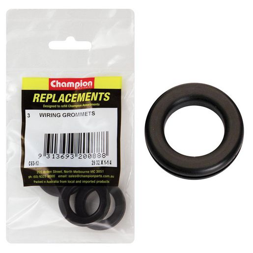 Champion Wire Nitrile Rubber Grommet M23 x 31 x 37mm 3Pk C63-12