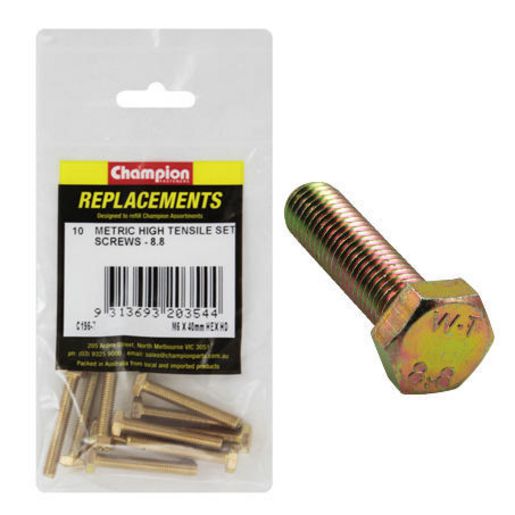 Champion Fasteners Hex Set Screw High Tensile M6 x 40mm Grade 8.8 C196-7