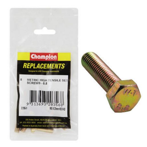 Champion Fasteners Hex Set Screw High Tensile M8 x 25mm Grade 8.8 C196-9