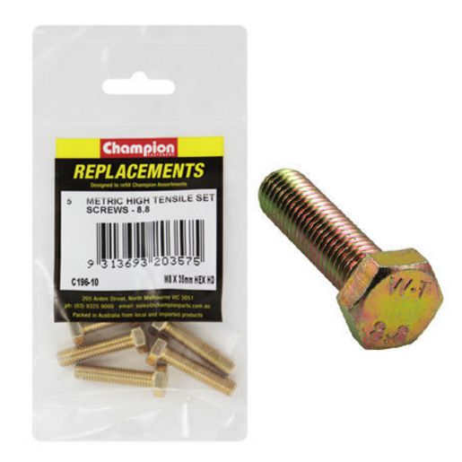 Champion Fasteners Hex Set Screw High Tensile M8 x 35mm Grade 8.8 C196-10