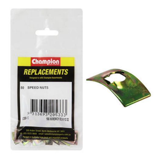 Champion Fasteners Speed Nut Flat 16.6 x 10.3 x 4.8mm Screw C380-12