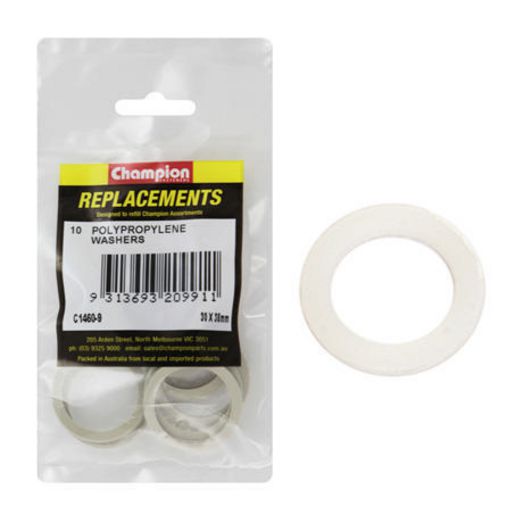 Champion Flat Polypropelene Washer M30 x 38 x 2.4mm 10Pk C1460-9