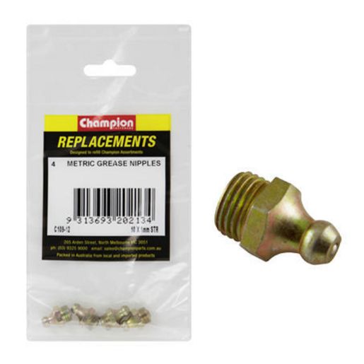 Champion Grease Nipple Straight M10 x 1.00mm 4Pk C109-12