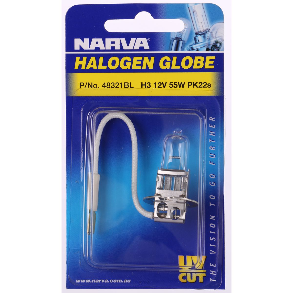Narva Halogen Headlight Globe H3 PK22S 12V 55W Blister 48321BL