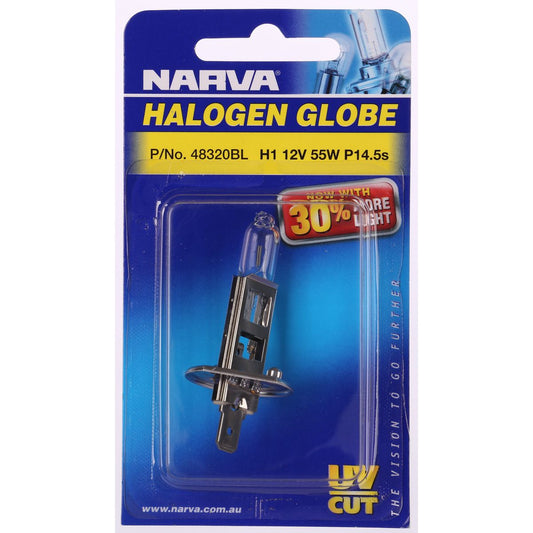 Narva Halogen Headlight Globe Plus 30 H1 12V 55W Blister 48320BL