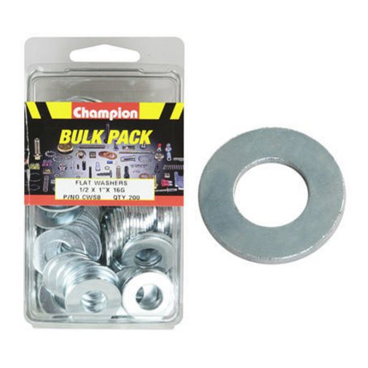 Champion Flat Steel Washer 1/2″ x 1″ x 16G 200Pk CWS8