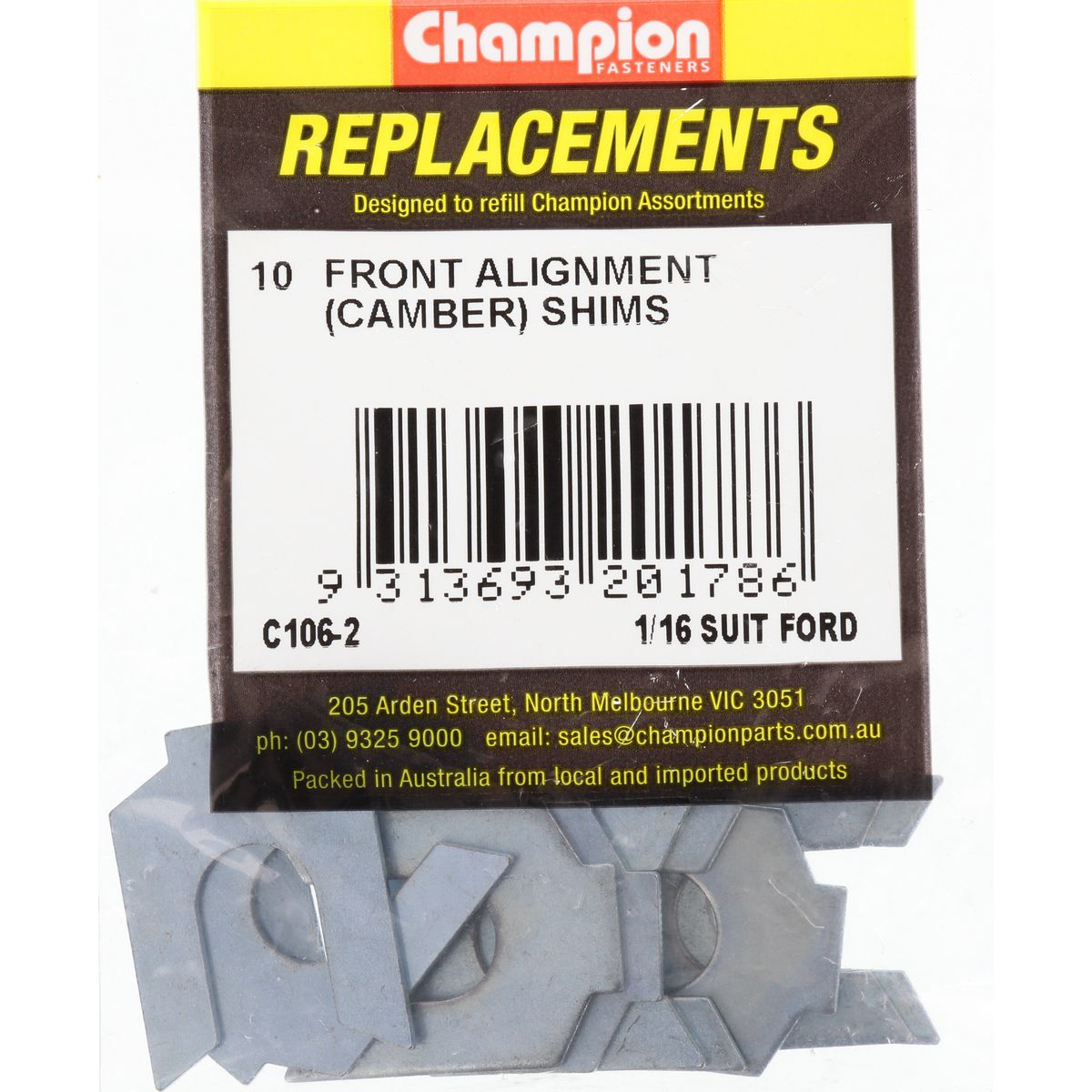 Champion Alignment Camber Shim Front 1/16" 10Pk C106-2