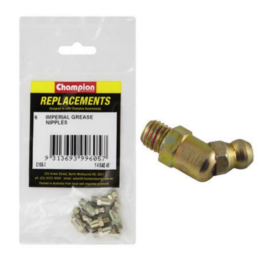 Champion Grease Nipple UNF 45° 1/4" 6Pk C108-3