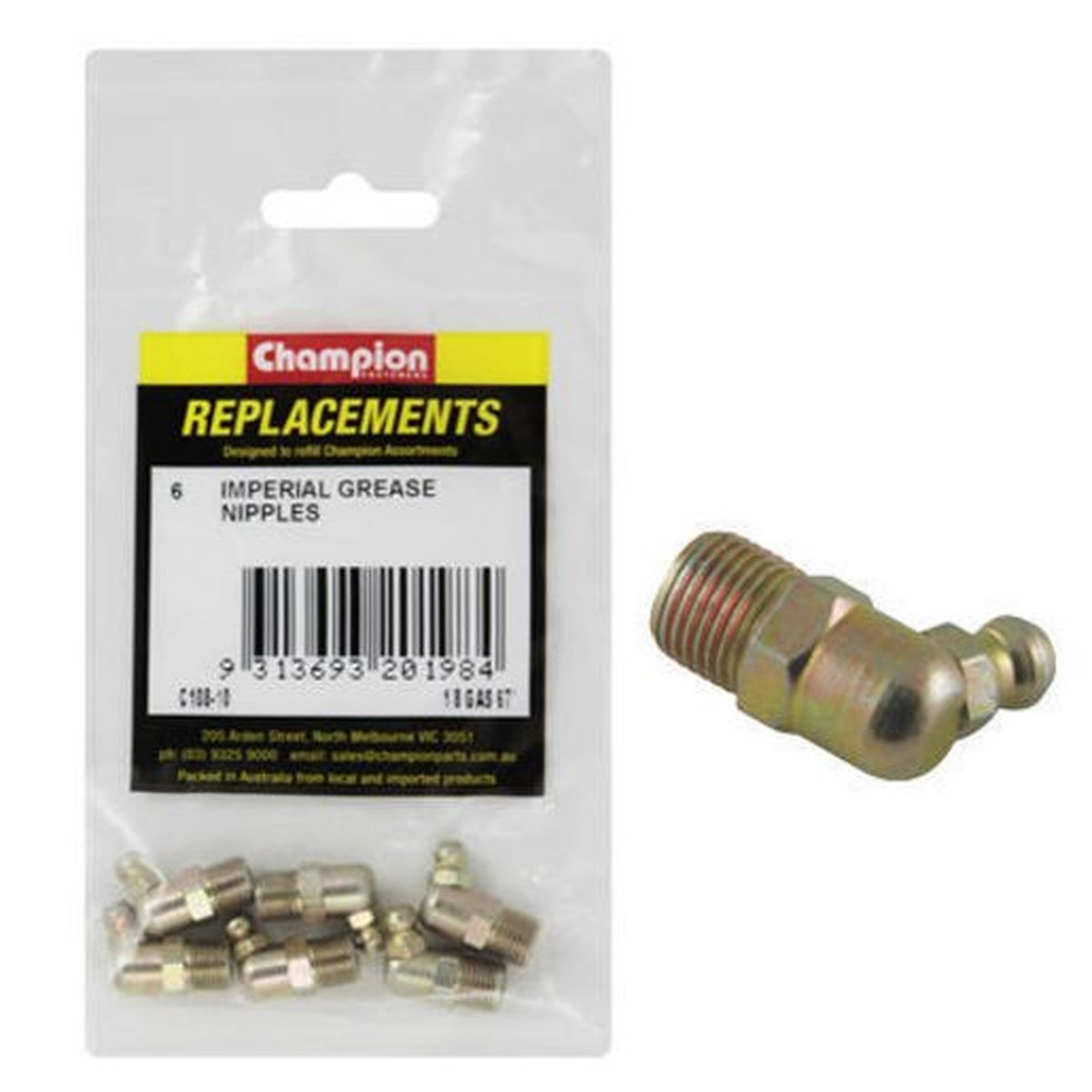 Champion Grease Nipple BSP 67.5° 1/8" 6Pk C108-10