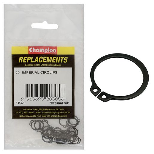 Champion Fasteners Circlip External Shaft 3/8in (STW10) Refill Pack C155-3