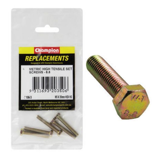 Champion Fasteners Hex Set Screw High Tensile M5 x 35mm Grade 8.8 C196-3