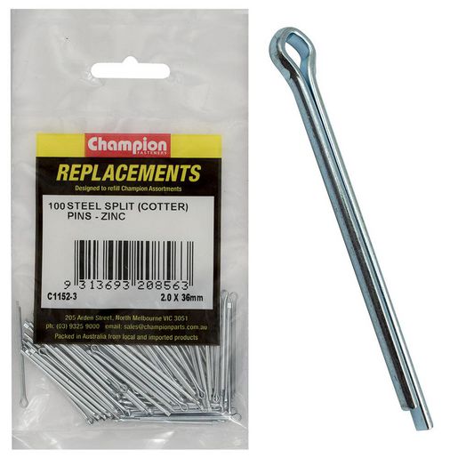 Champion Fasteners Split Pin 2.0 x 36mm Zinc Plated Refill Pack C1152-3