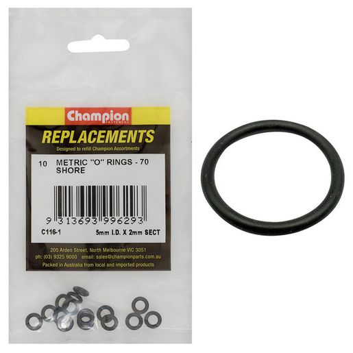 Champion Fasteners O Ring Nitrile Rubber 70 Shore 2mm x 5mm Refill Pack C116-1